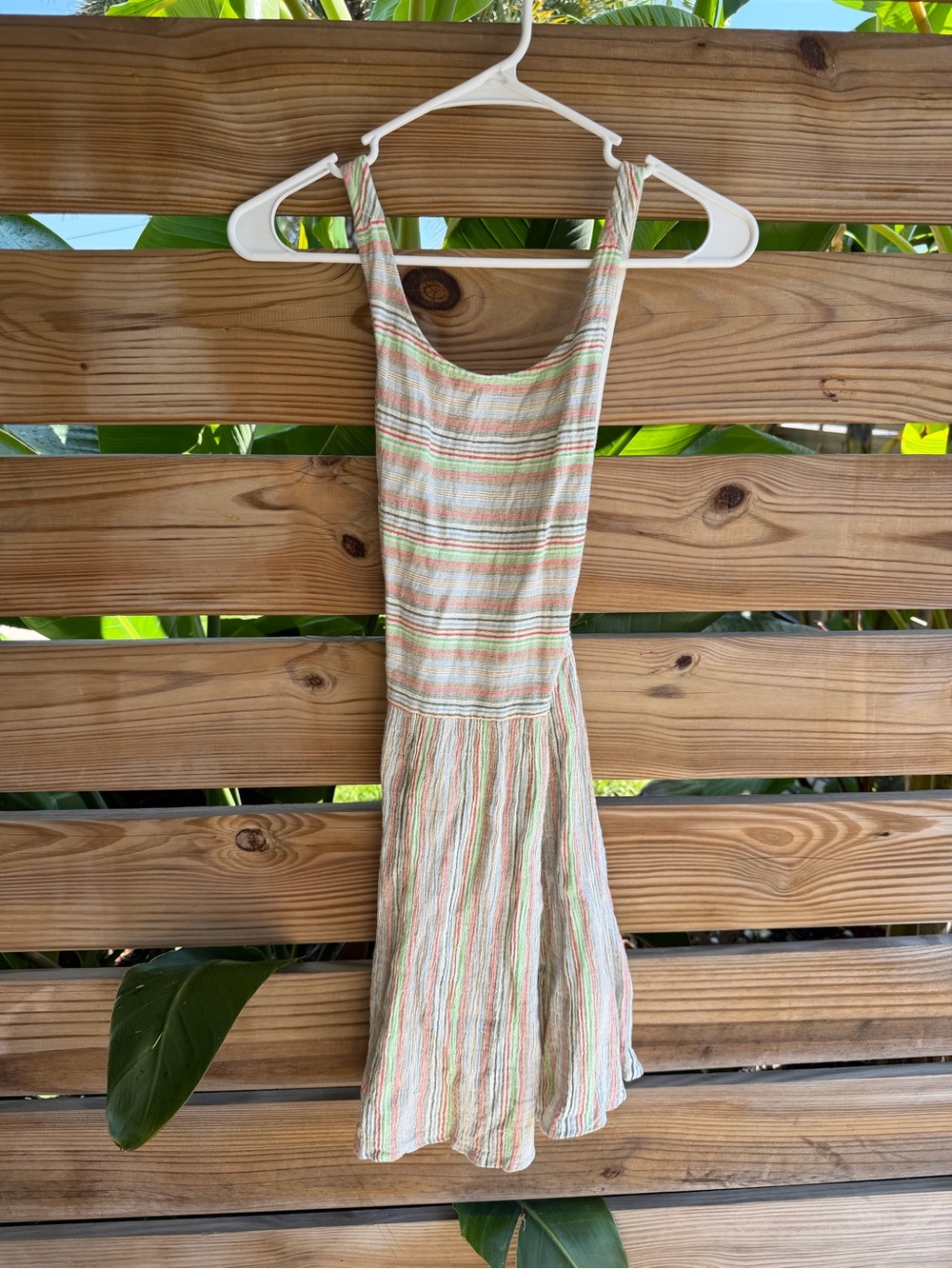 Striped Scoop Neck Summer Dress in Pastel Stripes